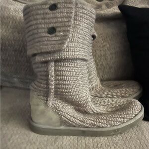 UGG Beige Knit Button Boots